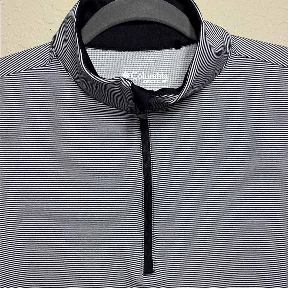 Columbia Golf Men's Striped White and Navy Blue Quarter-Zip Pullover Size M - Picture 3 of 8
